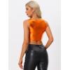 imageAllegra K Womens U Neck Sleeveless Party Clubwear Holographic Shiny Metallic Crop TopOrange