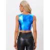 imageAllegra K Womens U Neck Sleeveless Party Clubwear Holographic Shiny Metallic Crop TopRoyal Blue