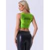 imageAllegra K Womens U Neck Sleeveless Party Clubwear Holographic Shiny Metallic Crop TopShiny Green