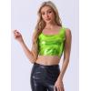 imageAllegra K Womens U Neck Sleeveless Party Clubwear Holographic Shiny Metallic Crop TopShiny Green