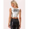 imageAllegra K Womens U Neck Sleeveless Party Clubwear Holographic Shiny Metallic Crop TopSilver