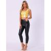 imageAllegra K Womens U Neck Sleeveless Party Clubwear Holographic Shiny Metallic Crop TopYellow