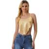 imageAllegra K Womens Christmas Sequin Spaghetti Straps Crisscross Backless Party Crop Cami TopLight Gold