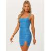 imageAllegra K Party Mini Dress for Womens Clubwear Laceup Spaghetti Straps Bodycon Sparkly Glitter Sequin DressBlue