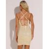 imageAllegra K Party Mini Dress for Womens Clubwear Laceup Spaghetti Straps Bodycon Sparkly Glitter Sequin DressGold