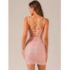 imageAllegra K Party Mini Dress for Womens Clubwear Laceup Spaghetti Straps Bodycon Sparkly Glitter Sequin DressPink