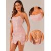 imageAllegra K Party Mini Dress for Womens Clubwear Laceup Spaghetti Straps Bodycon Sparkly Glitter Sequin DressPink