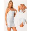 imageAllegra K Party Mini Dress for Womens Clubwear Laceup Spaghetti Straps Bodycon Sparkly Glitter Sequin DressSilver