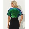 imageAllegra K Sequin Bolero for Womens Party Sparkly Crop Christmas Glitter ShrugGreen Blue