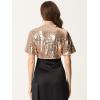 imageAllegra K Sequin Bolero for Womens Party Sparkly Crop Christmas Glitter ShrugRose Gold