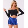 imageAllegra K Sequin Shorts for Womens Midrise Solid Zipper Elastic Waist Sparkle Cocktail Night Out ShortsBlue