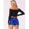 imageAllegra K Sequin Shorts for Womens Midrise Solid Zipper Elastic Waist Sparkle Cocktail Night Out ShortsBlue