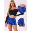 imageAllegra K Sequin Shorts for Womens Midrise Solid Zipper Elastic Waist Sparkle Cocktail Night Out ShortsBlue