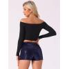 imageAllegra K Sequin Shorts for Womens Midrise Solid Zipper Elastic Waist Sparkle Cocktail Night Out ShortsDark Blue