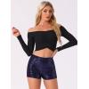 imageAllegra K Sequin Shorts for Womens Midrise Solid Zipper Elastic Waist Sparkle Cocktail Night Out ShortsDark Blue