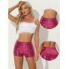 imageAllegra K Sequin Shorts for Womens Midrise Solid Zipper Elastic Waist Sparkle Cocktail Night Out ShortsHot Pink