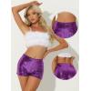 imageAllegra K Sequin Shorts for Womens Midrise Solid Zipper Elastic Waist Sparkle Cocktail Night Out ShortsPurple