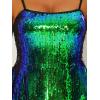 imageAllegra K Womens Glitter Sequin Dress Sexy Spaghetti Strap Sleeveless Mini Party Dress ClubwearGreen