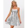 imageAllegra K Womens Glitter Sequin Dress Sexy Spaghetti Strap Sleeveless Mini Party Dress ClubwearSilver