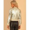 imageAllegra K Womens Halloween Sequin Jacket 2024 Fall Party Shiny Glitter Sparkly Bomber JacketsApricots