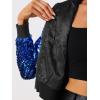 imageAllegra K Womens Halloween Sequin Jacket 2024 Fall Party Shiny Glitter Sparkly Bomber JacketsBlue