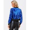 imageAllegra K Womens Halloween Sequin Jacket 2024 Fall Party Shiny Glitter Sparkly Bomber JacketsBlue