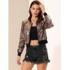 imageAllegra K Womens Halloween Sequin Jacket 2024 Fall Party Shiny Glitter Sparkly Bomber JacketsGold