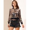 imageAllegra K Womens Halloween Sequin Jacket 2024 Fall Party Shiny Glitter Sparkly Bomber JacketsGold