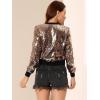 imageAllegra K Womens Halloween Sequin Jacket 2024 Fall Party Shiny Glitter Sparkly Bomber JacketsGold