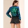 imageAllegra K Womens Halloween Sequin Jacket 2024 Fall Party Shiny Glitter Sparkly Bomber JacketsGreen