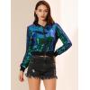 imageAllegra K Womens Halloween Sequin Jacket 2024 Fall Party Shiny Glitter Sparkly Bomber JacketsGreen