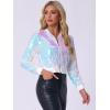 imageAllegra K Womens Halloween Sequin Jacket 2024 Fall Party Shiny Glitter Sparkly Bomber JacketsLight Pink