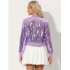 imageAllegra K Womens Halloween Sequin Jacket 2024 Fall Party Shiny Glitter Sparkly Bomber JacketsLight Purple