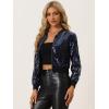 imageAllegra K Womens Halloween Sequin Jacket 2024 Fall Party Shiny Glitter Sparkly Bomber JacketsNavy