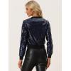 imageAllegra K Womens Halloween Sequin Jacket 2024 Fall Party Shiny Glitter Sparkly Bomber JacketsNavy