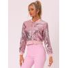 imageAllegra K Womens Halloween Sequin Jacket 2024 Fall Party Shiny Glitter Sparkly Bomber JacketsPink