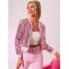 imageAllegra K Womens Halloween Sequin Jacket 2024 Fall Party Shiny Glitter Sparkly Bomber JacketsPink