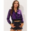 imageAllegra K Womens Halloween Sequin Jacket 2024 Fall Party Shiny Glitter Sparkly Bomber JacketsPurple