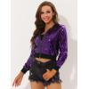 imageAllegra K Womens Halloween Sequin Jacket 2024 Fall Party Shiny Glitter Sparkly Bomber JacketsPurple