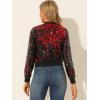 imageAllegra K Womens Halloween Sequin Jacket 2024 Fall Party Shiny Glitter Sparkly Bomber JacketsRed