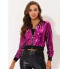 imageAllegra K Womens Halloween Sequin Jacket 2024 Fall Party Shiny Glitter Sparkly Bomber JacketsRose Red