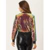 imageAllegra K Womens Halloween Sequin Jacket 2024 Fall Party Shiny Glitter Sparkly Bomber JacketsShiny Orange