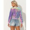 imageAllegra K Womens Halloween Sequin Jacket 2024 Fall Party Shiny Glitter Sparkly Bomber JacketsShiny Purple