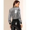 imageAllegra K Womens Halloween Sequin Jacket 2024 Fall Party Shiny Glitter Sparkly Bomber JacketsSilver