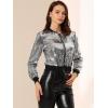 imageAllegra K Womens Halloween Sequin Jacket 2024 Fall Party Shiny Glitter Sparkly Bomber JacketsSilver