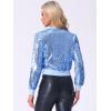 imageAllegra K Womens Halloween Sequin Jacket 2024 Fall Party Shiny Glitter Sparkly Bomber JacketsSky Blue