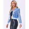 imageAllegra K Womens Halloween Sequin Jacket 2024 Fall Party Shiny Glitter Sparkly Bomber JacketsSky Blue