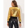 imageAllegra K Womens Halloween Sequin Jacket 2024 Fall Party Shiny Glitter Sparkly Bomber JacketsYellow