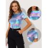 imageAllegra K Womens Halloween Shiny Glitter Shirt Holographic Party Disco Rainbow Metallic TopBlue