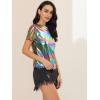 imageAllegra K Womens Halloween Shiny Glitter Shirt Holographic Party Disco Rainbow Metallic TopColorful